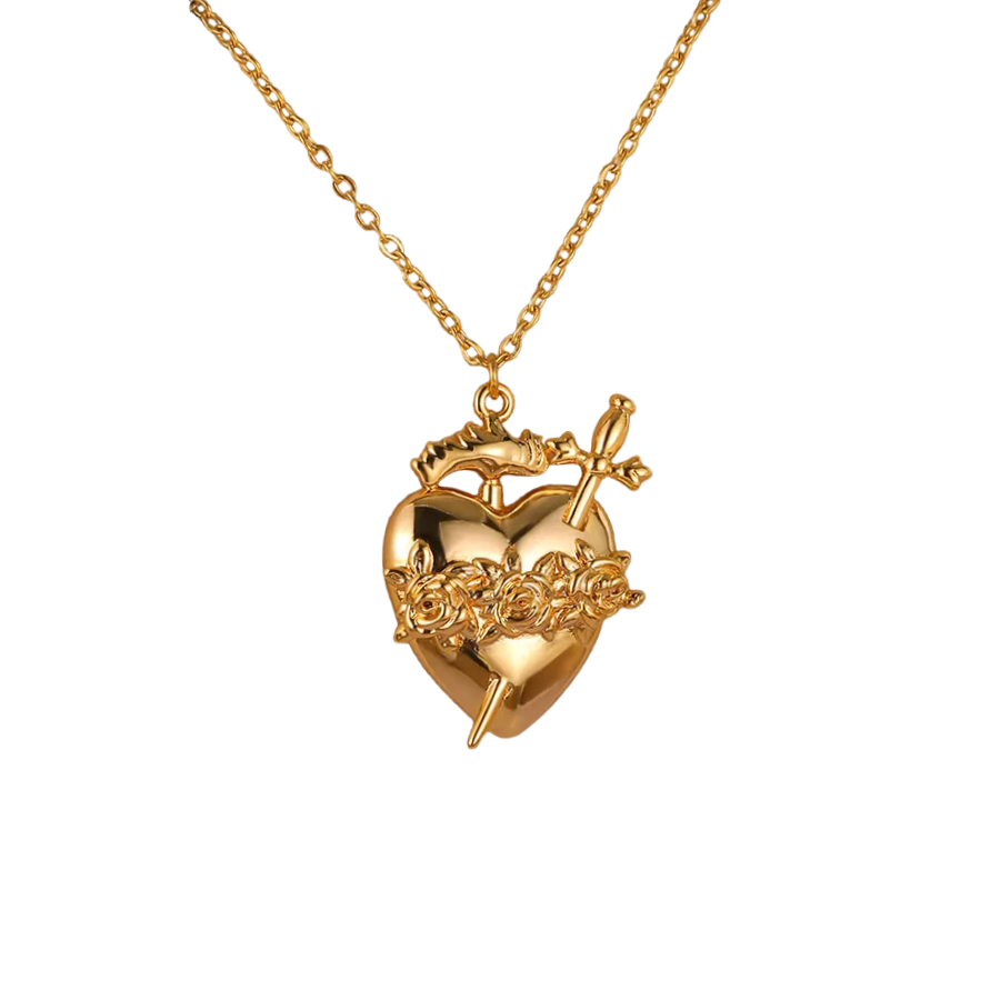 PRE-ORDER Vintage Sacred Heart Sword Pendant Necklace