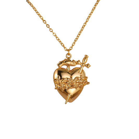 PRE-ORDER Vintage Sacred Heart Sword Pendant Necklace
