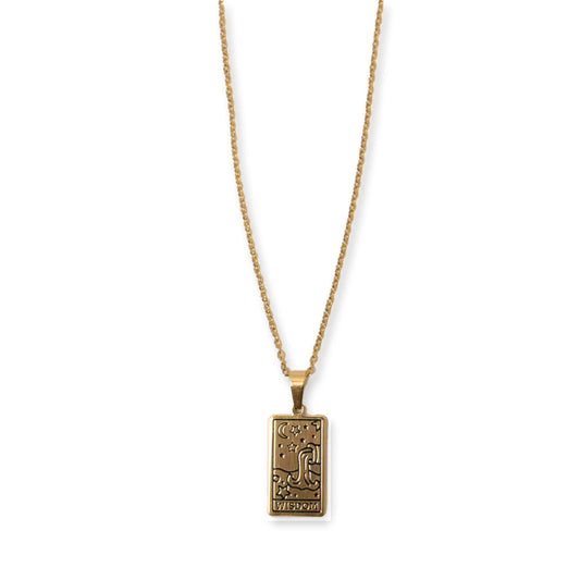 Wisdom Tarot Card Gold Necklace