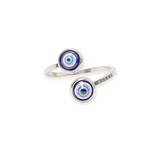 Evil Eye Silver Open Ring