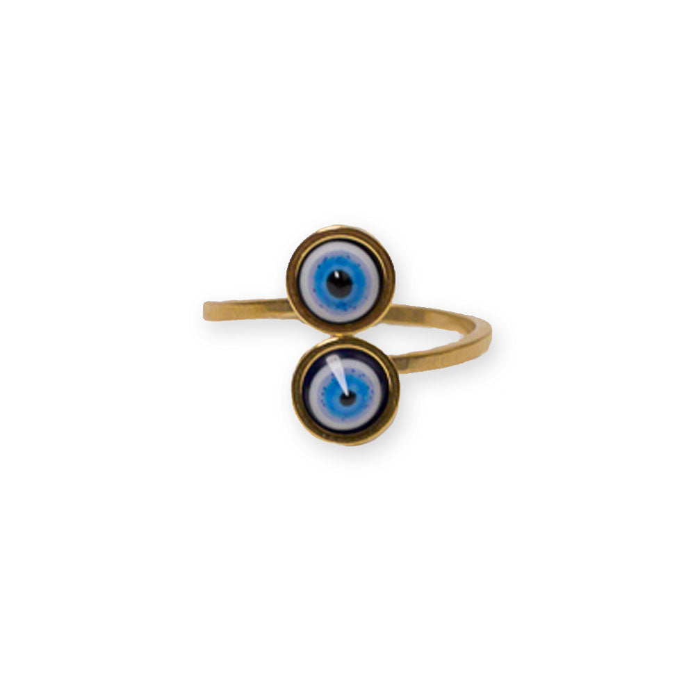 Evil Eye Gold Open Ring